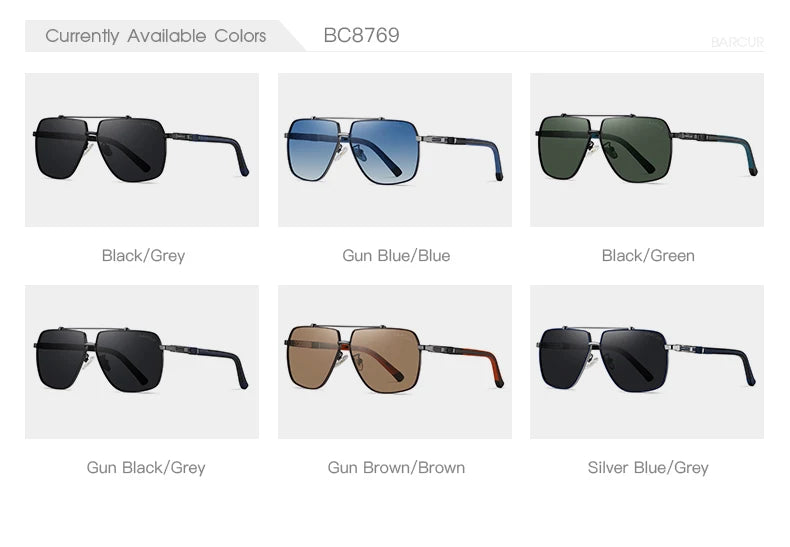 BARCUR Square Mens Sunglasses Polarized Driving Gradient Sun Glasses for Men UV400 Shades Eyewear Oculos Gafas De Sol