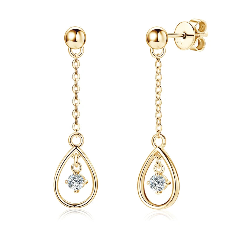 Lnngy Exquisite Round Cut 3mm Moissanite Earrings For Women 925 Sterling Silver Waterdrop Dangle Earring Wedding Jewelry Gift