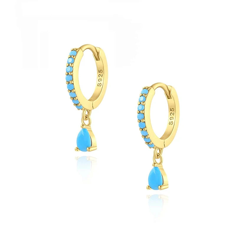 GRA 18K Gold Zircon Water Droplets Hoop Earrings for Women Real 925 Sterling Silver Original High Quality Party Fine Jewelry
