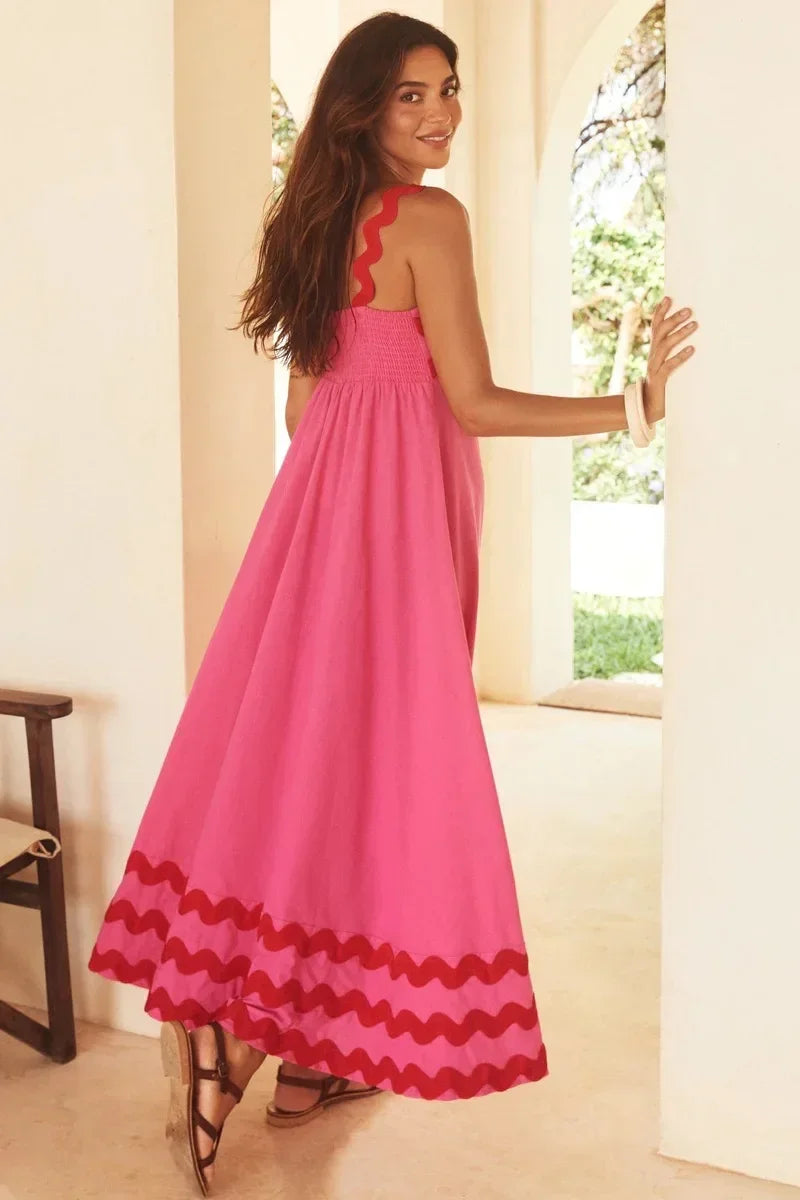 EuroWave Eleganza Dress – Summer 2025 A-Line Printed Maxi