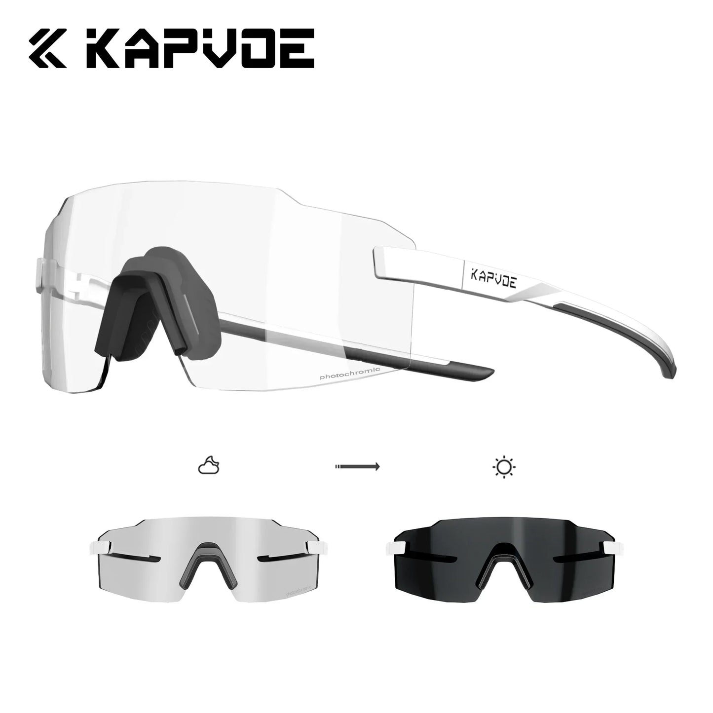 Kapvoe New Photochromic Sports Runnning Sunglasses Cycling Glasses Men Adjustable Nose Pad Women UV400 Hiking Bicycle Eyewear