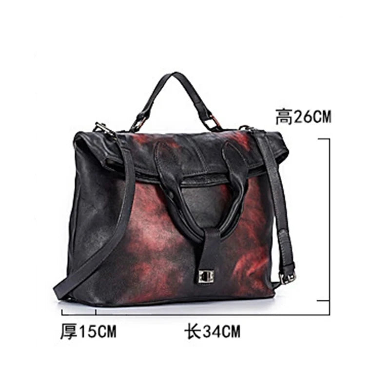 MOTAORA Retro Trendy Leather Women's Shoulder Bag Fashion Style Female Big Bag Crossbody Handbag Vintage Briefcase Messenger Bag