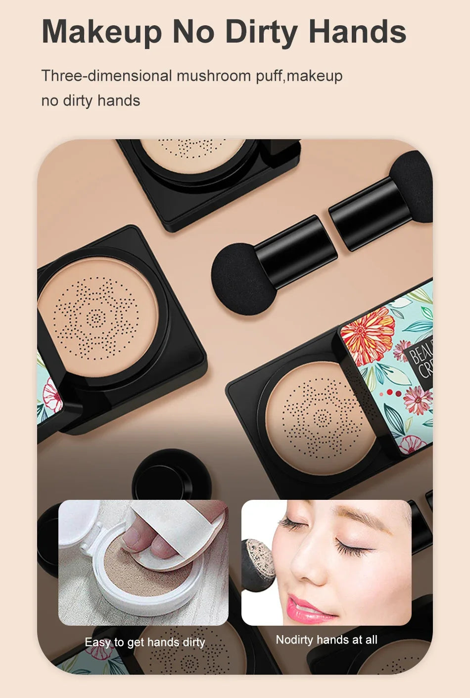 Mushroom Head Air Cushion, CC Cream Natural Moisturizing Foundation Concealer Whitening Oil-control Makeup Cosmetics BB Cream
