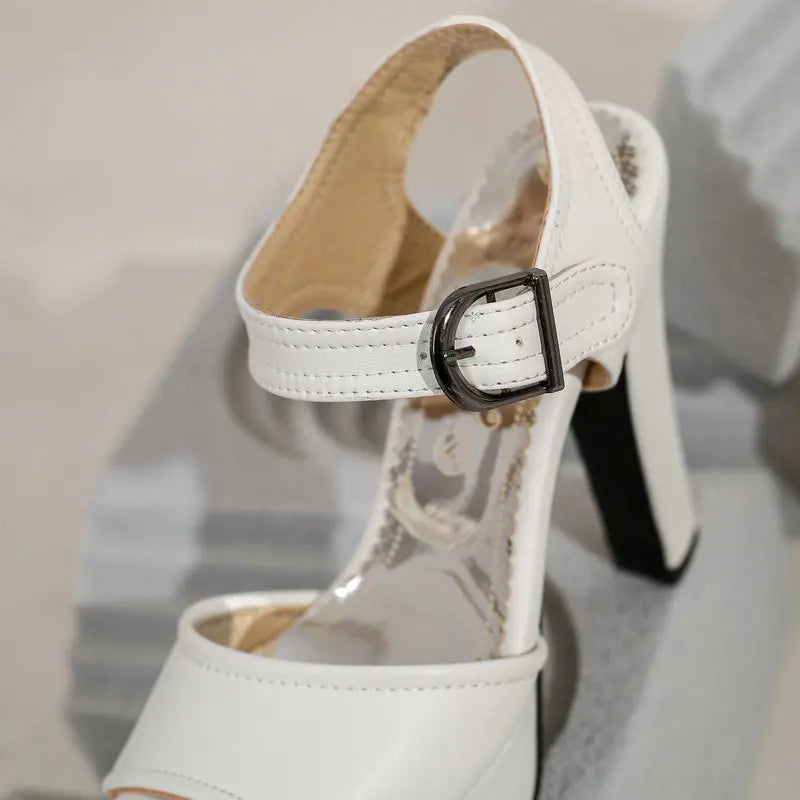 Peep Toe Sandals Women Super High Heels 2025 Big Size 47-50 Leather Platform Summer Walking Shoes