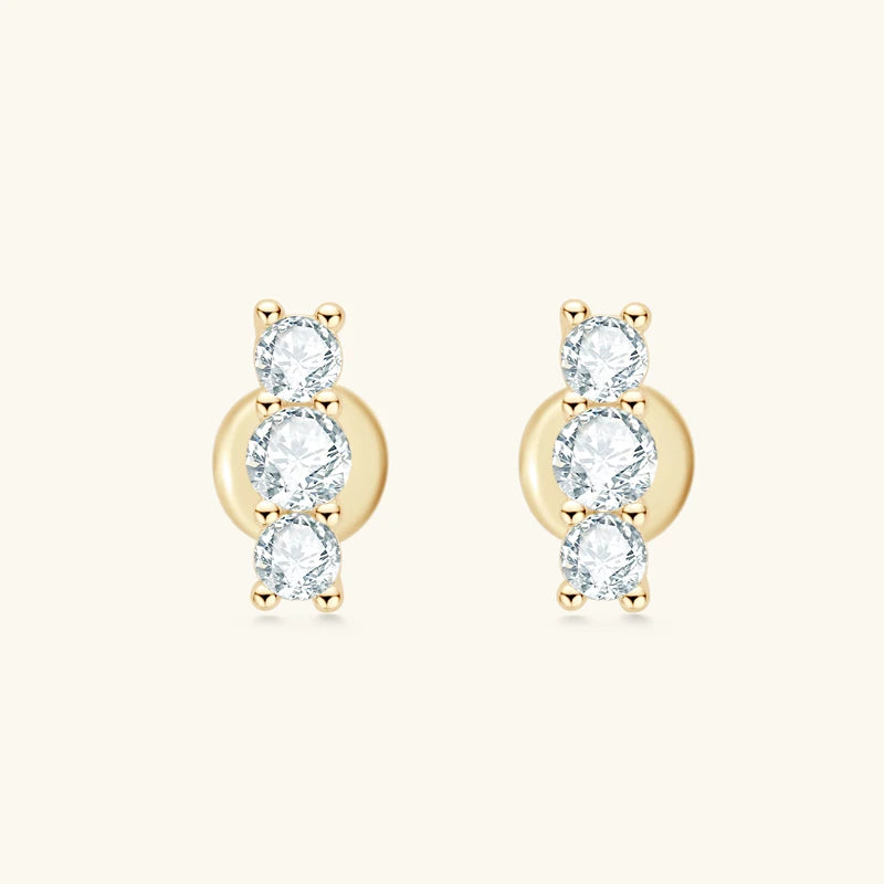 IOGOU Simple 3 Stone Moissanite Pendant Necklace Earrings Jewelry Set for Women Real 925 Silver Valentine's Day Christmas Gifts