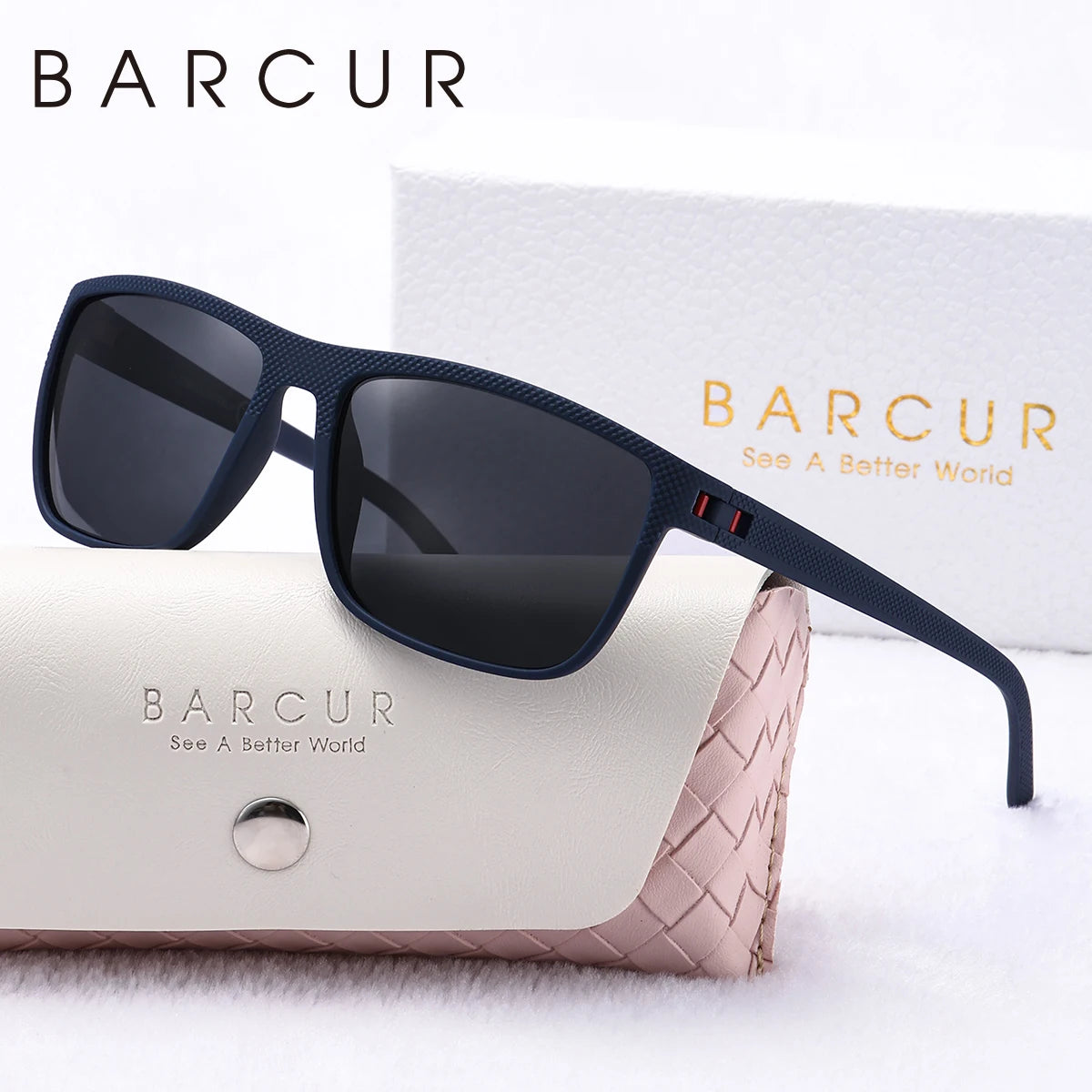 BARCUR Brand Original White Pink Polarized Sunglasses Light Weight Comfort Square PC Eyewear Sports UVA&B Women Sun Glasses
