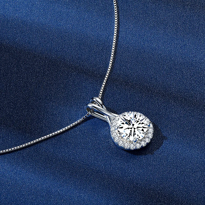Lnngy GRA Certified D Color Moissanite Necklaces 925 Sterling Silver 1ct/2ct/3ct Moissanites Pendant Necklace for Women Jewelry