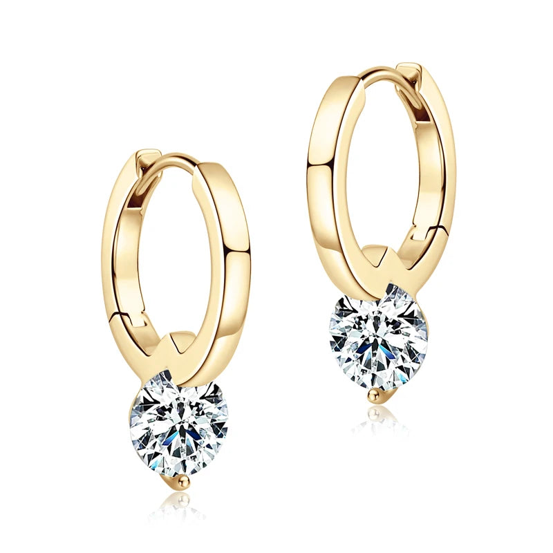 Solitaire 1ct D Moissanite Earrings for Women 2023 Diamond Sterling Silver Hoop Earrings 925 Drop Earrings Girls 14k Gold Plated