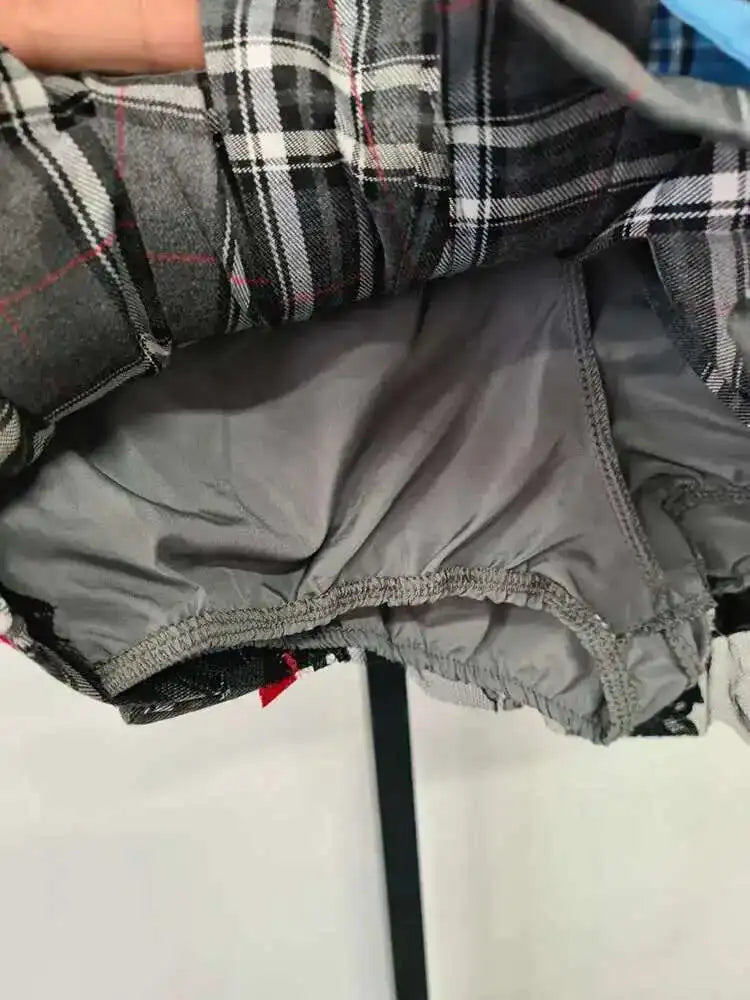 DEAT Fashion Trendy Women's Patchwork Plaid Design Pleated Mini Skirts 2025 Summer New High Waist A-line Skirt Female 29L7565