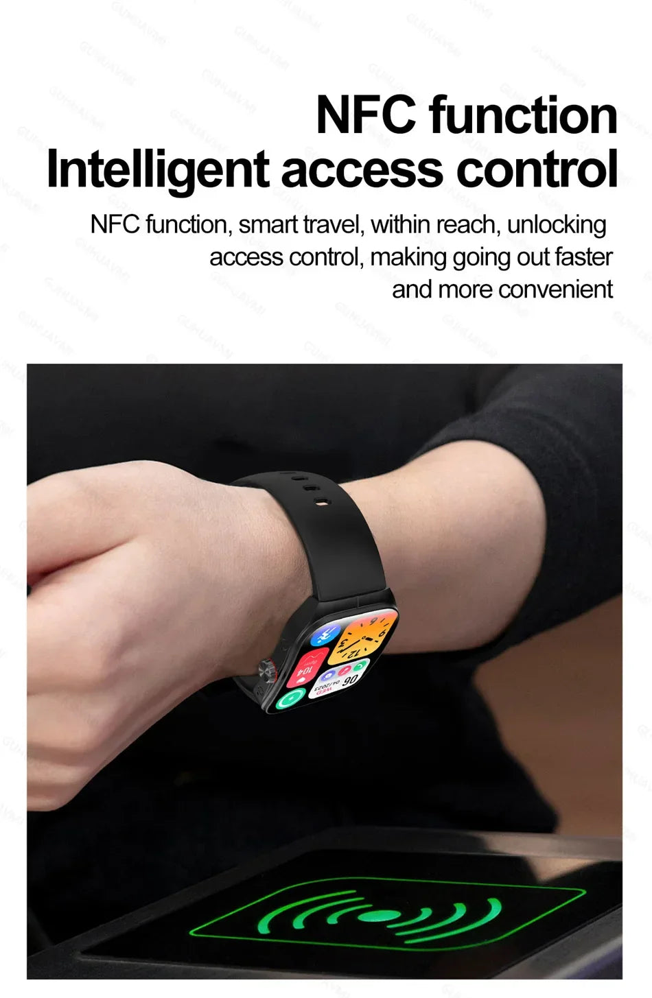 Smartwatch Men Women NFC AMOLED Screen Always Show Time Clock Bluetooth Call IP68 Waterproof Smart Watch Sport Fitness Bracelet
