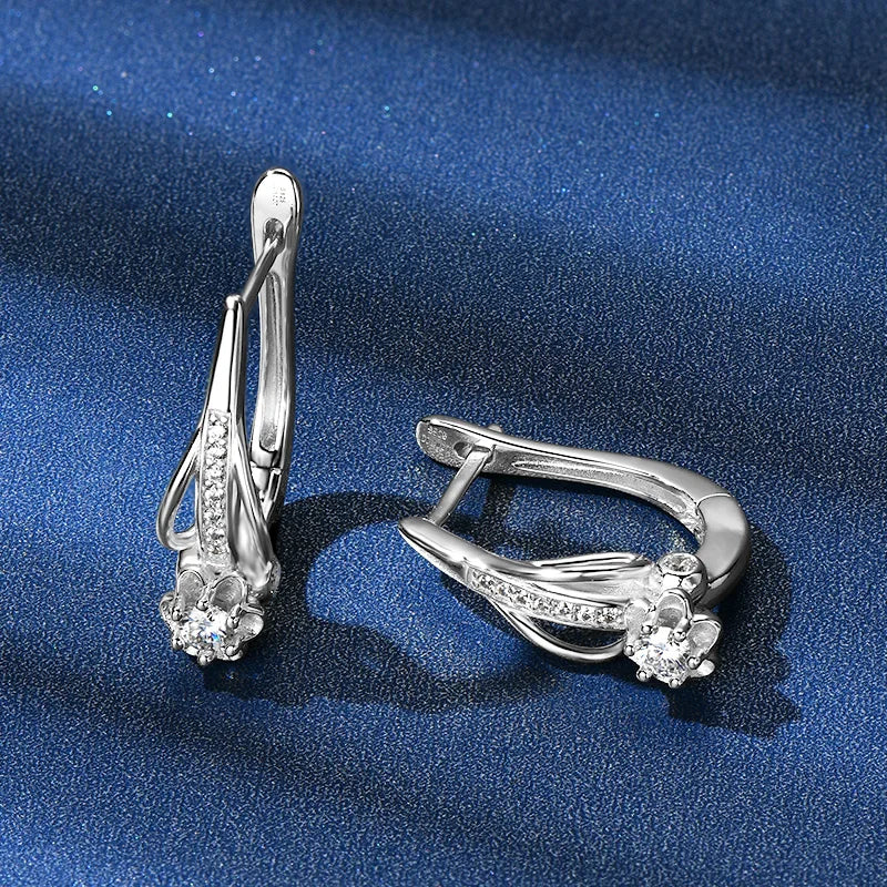 Lnngy Brilliant 3mm Infinity Moissanite Earring oorbellen zilver 925 Sterling Silver Hoop Earrings For Women Wedding Jewelry