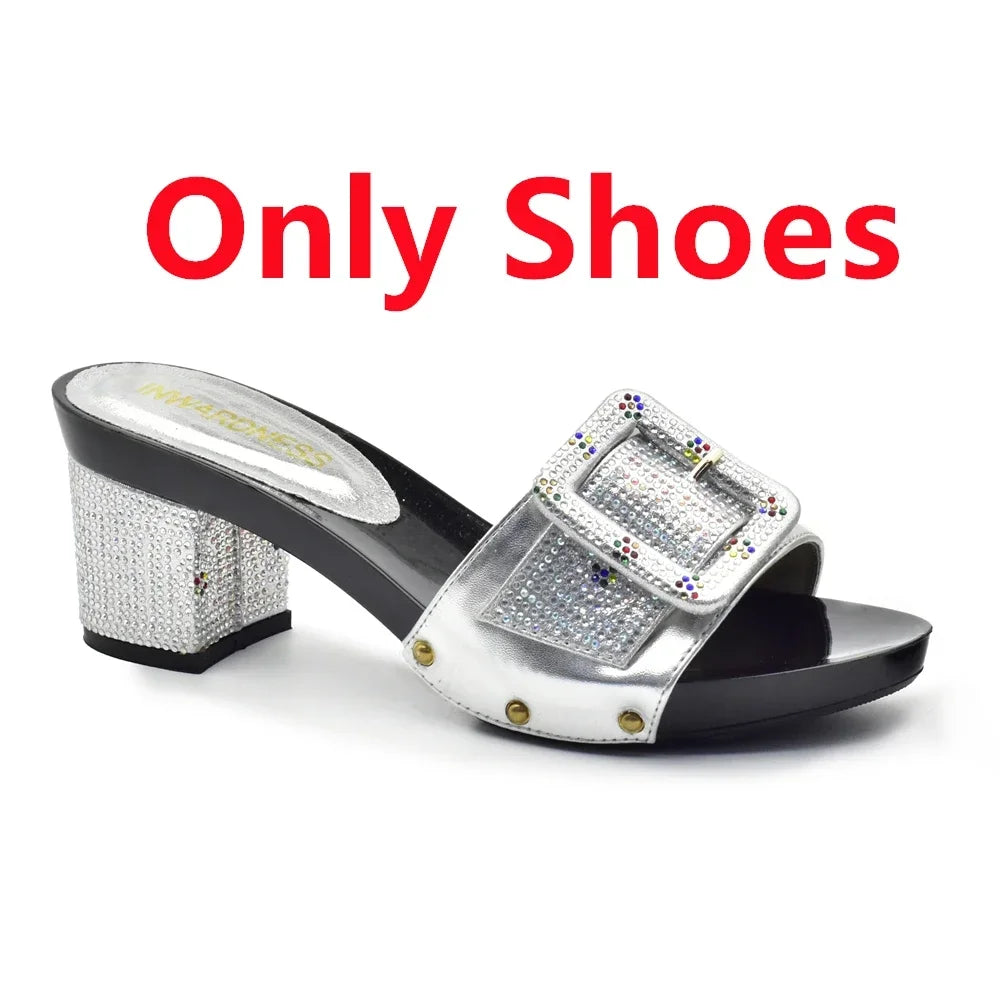 Peep Toe Slingback Pumps & Matching Bags – Italian Style Party Shoe Set with Rhinestone Luxury (Sizes 37-43)