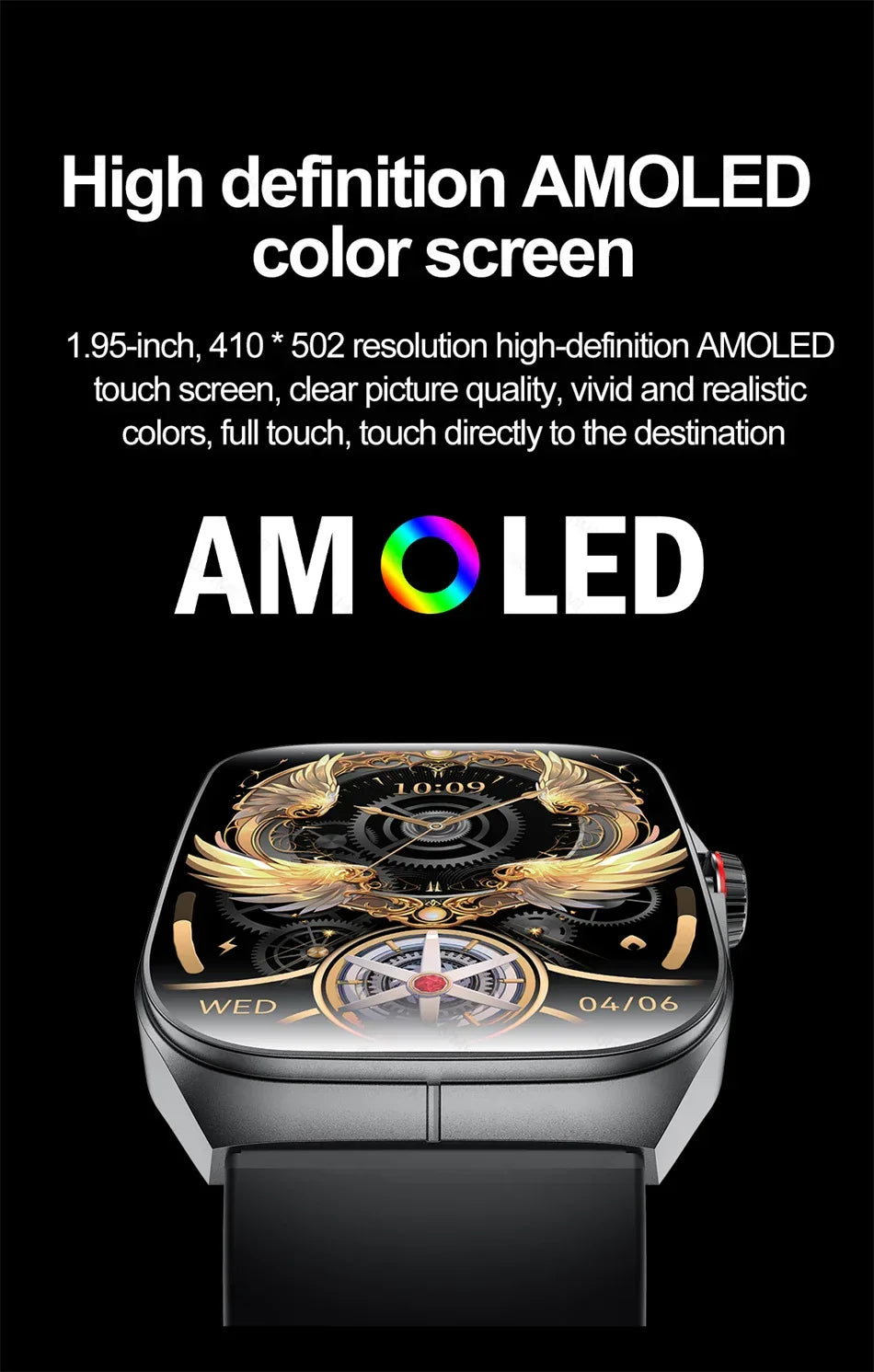 Smartwatch Men Women NFC AMOLED Screen Always Show Time Clock Bluetooth Call IP68 Waterproof Smart Watch Sport Fitness Bracelet