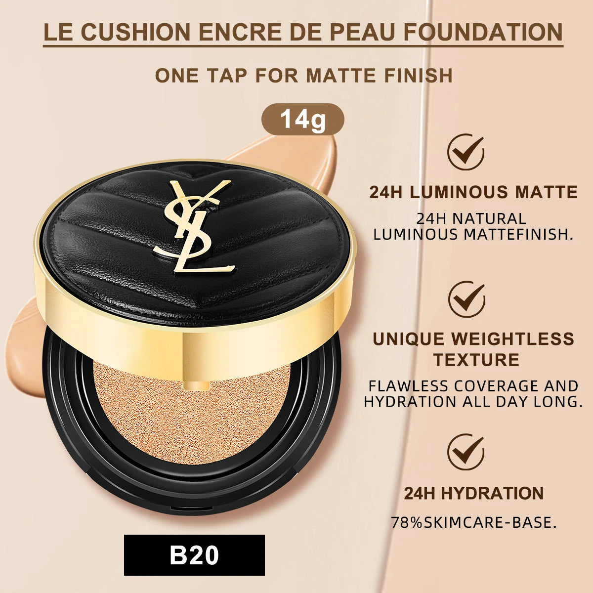 Yves Saint Laurent Le Cushion Encre De Peau-Luminous Matte Cushion Foundation SPF 33/ PA++ All Day Flawless Coverage Shine-Free