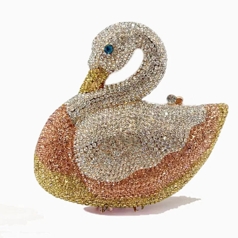 XIYUAN Swan Shaped Diamond Evening Clutch Bags New Rhinestone Day Clutches Metallic Gem Clutch Purses And Handbags Wedding Purse