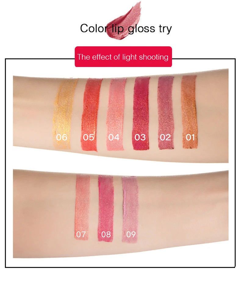 Black tube gold shiny lipstick, pearl moisturizing lipstick 9 colors available