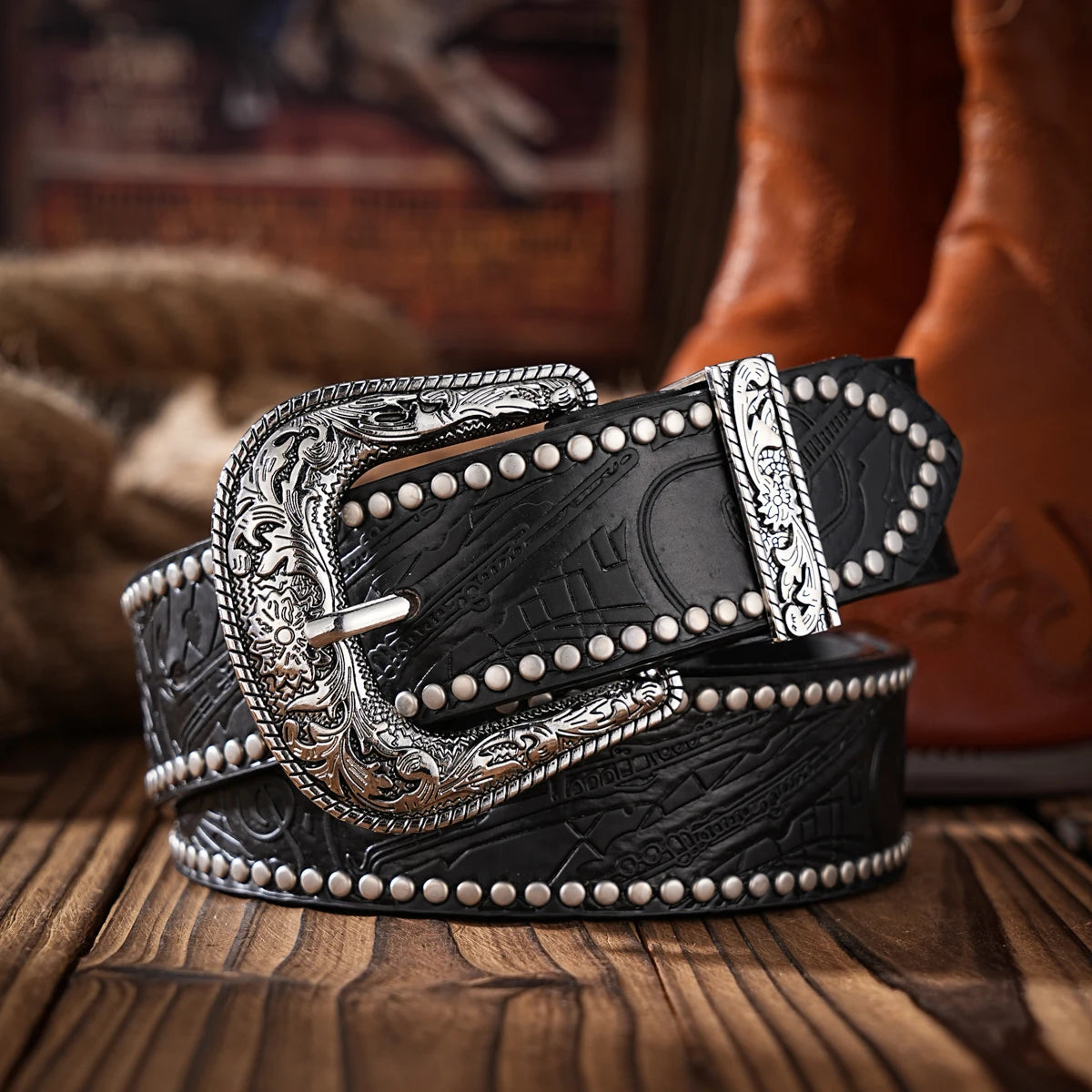 Casual, individual and retro belts, Western-style clothing accessories, metal buckles, PU belts, suitable for both men and women