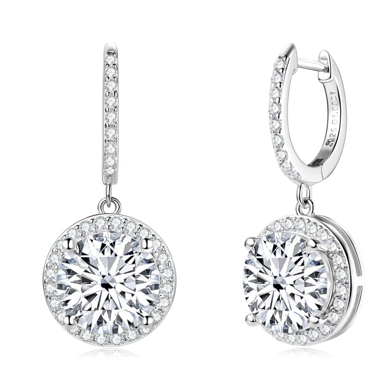 Lnngy 1CT 2CT 3CT Moissanite Earring 925 Certified Silver Drop Earrings For Women Girls Wedding Anniversary Dainty Jewelry Gift