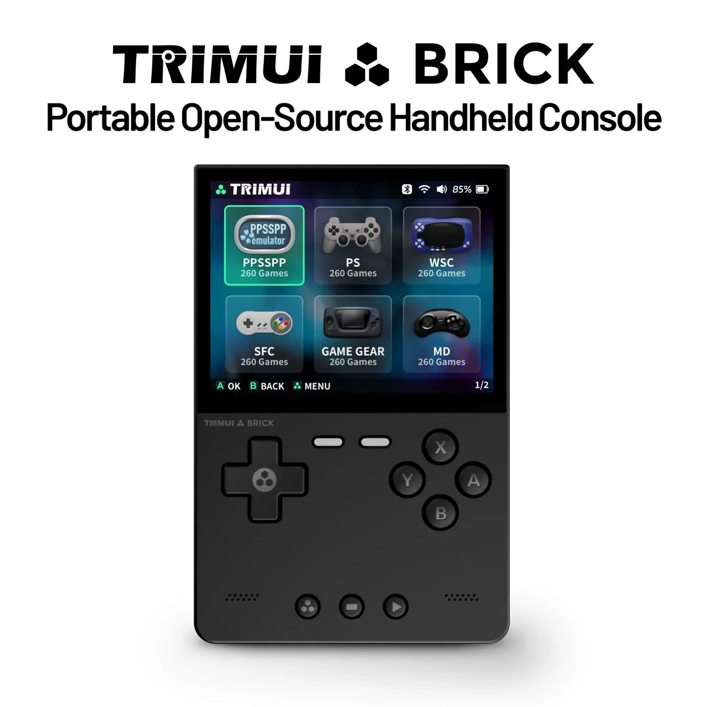 EAEY for TRIMUI BRICK Handheld Game Console 3.2'' IPS Screen A133P Linux System Trimui UI Metal Back Panel Key LED Lighting