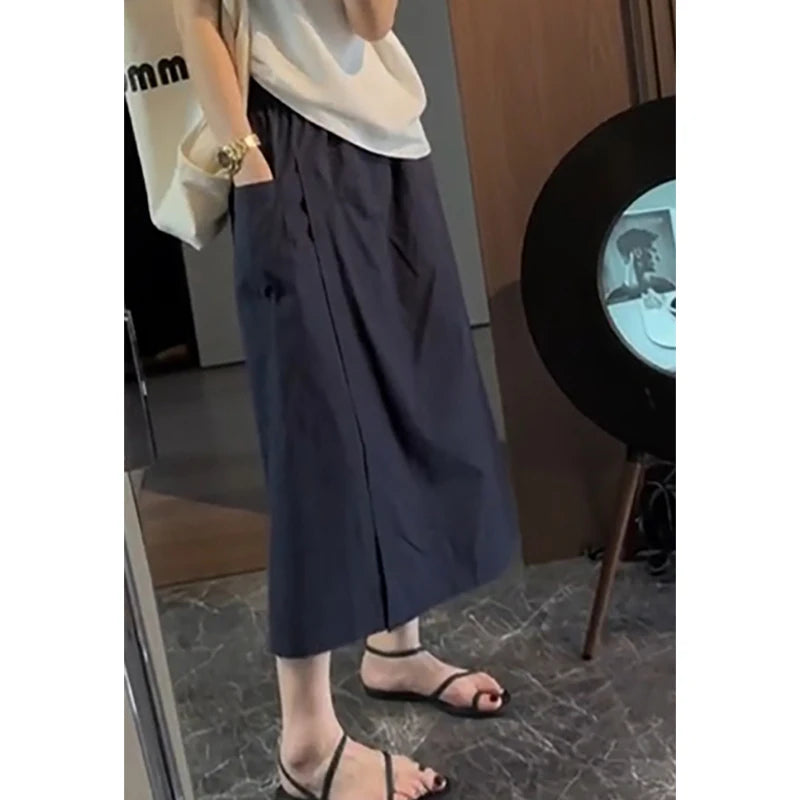 High Waist Wide Leg Pants Skirt Casual Loose plus Size Summer Trendy Slimming A-Line Skirt Commute Sle Eighteen Pants