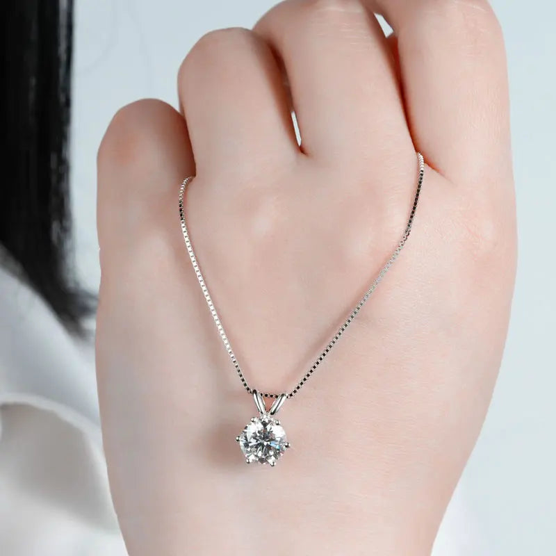 RAPRGOLD GRA Certified 0.5-5ct Moissanite Pendant Necklaces 925 Sterling Silver Solitaire Necklace Chain For Women Jewellry Gift