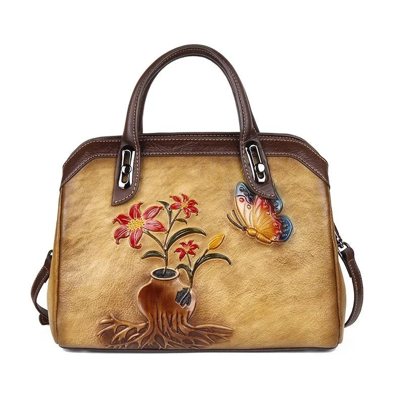 MOTAORA Vintage Women Shoulder Bags Genuine Leather Retro Ladies Handbags For Female Handmade Embossed Women's Bag 2025 Trend