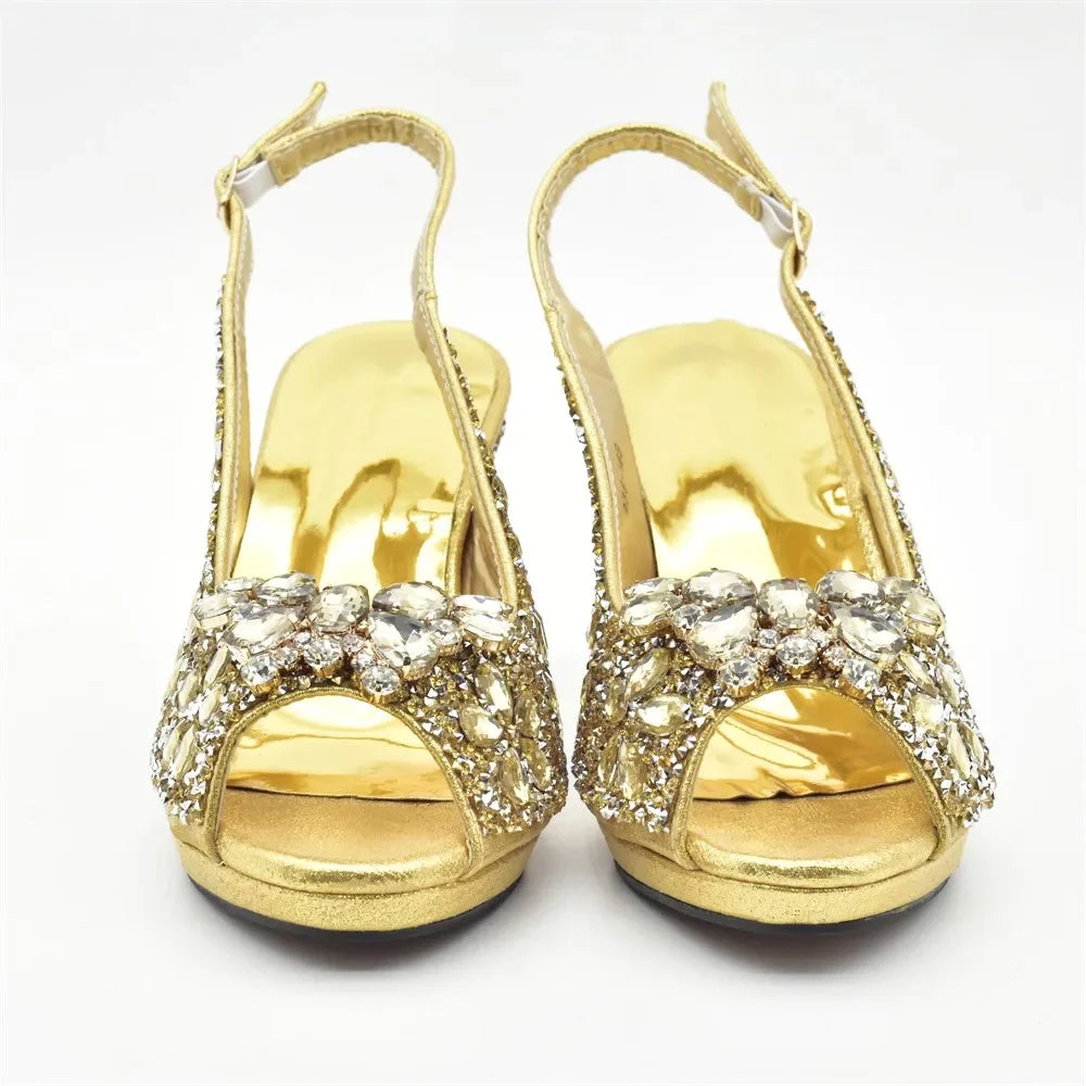 New Arrival Italian Shoes and Bags Matching Set Decorated with Rhinestone Plus Size Shoes Luxury Italian Shoe and Bag Set 2025