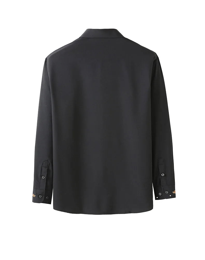 قميص رجالي جديد بأكمام طويلة للخريف بمقاسات كبيرة 7XL 8XL 10XL 12XL فستان عمل مطرز فضفاض غير رسمي بلوزة مرنة ملابس