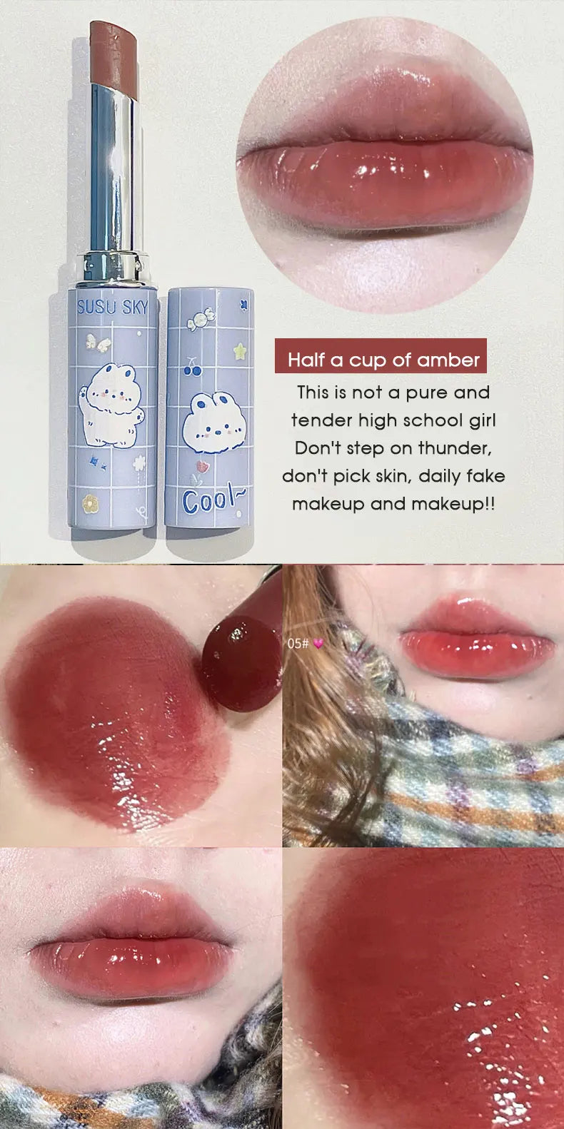 Cute Paradise lipstick Moisturizing&Moisturizing Lip Care Color Stain Free Lipstick Colored lipstick