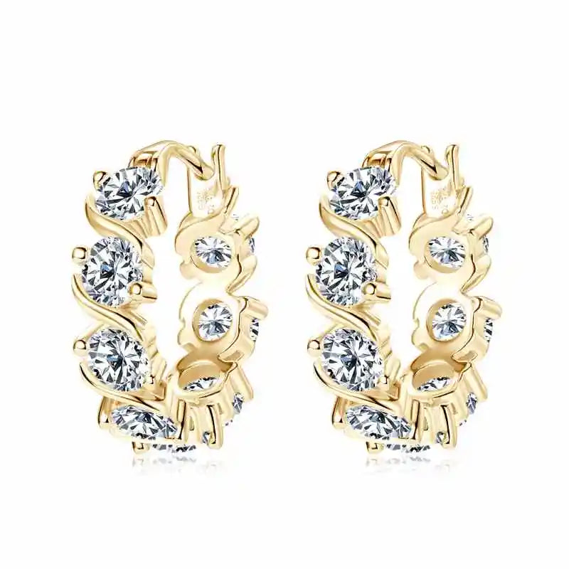 Lnngy 4.8CTTW. Sparkling Round Cut Moissanite Earring For Couples Lovers' Temperament Sparkling Wedding Earrings Jewerly Gift