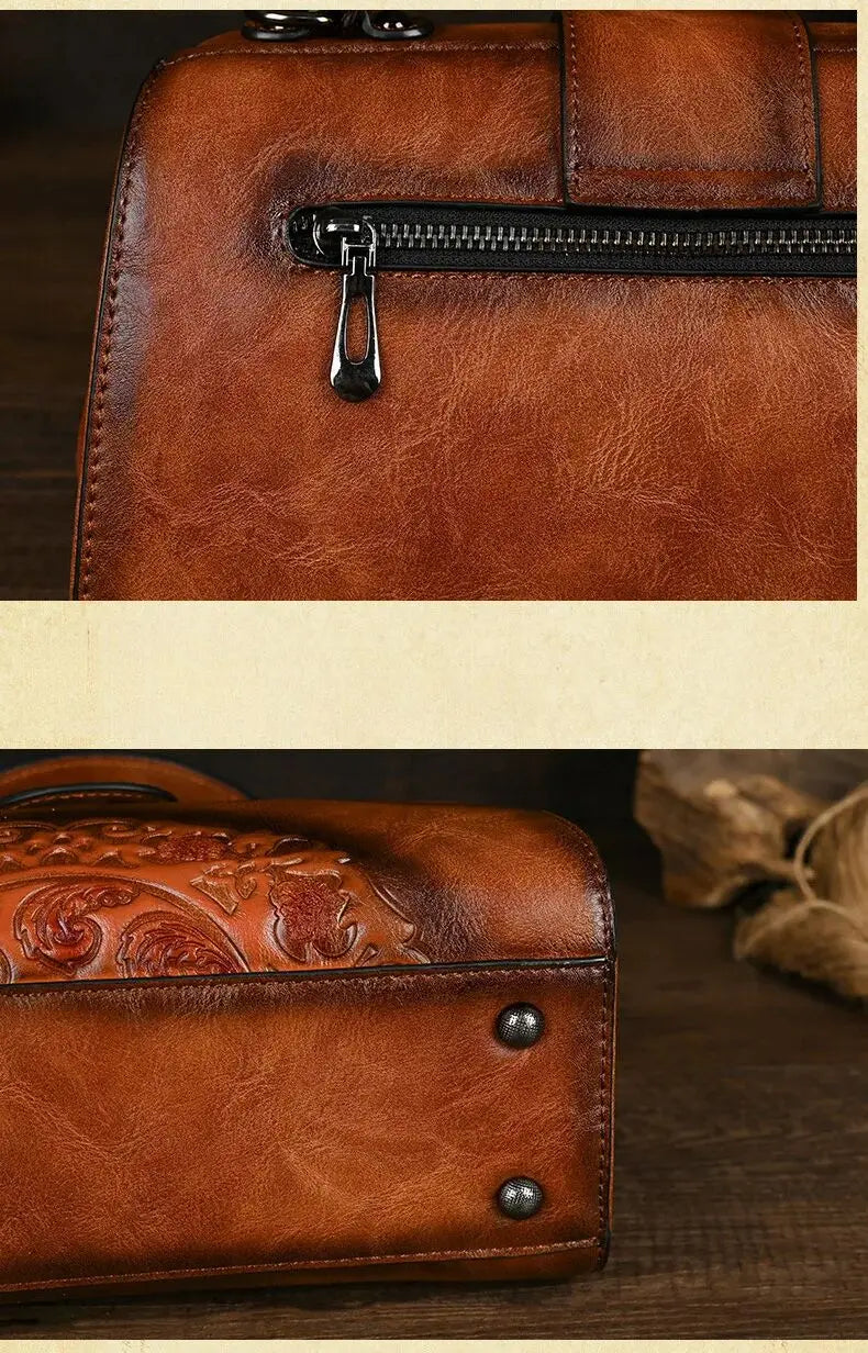 MOTAORA Vintage Embossed Handmade Designer Women's Leather Shoulder & Crossbody Bag Luxury Female Purse 2025 NEW