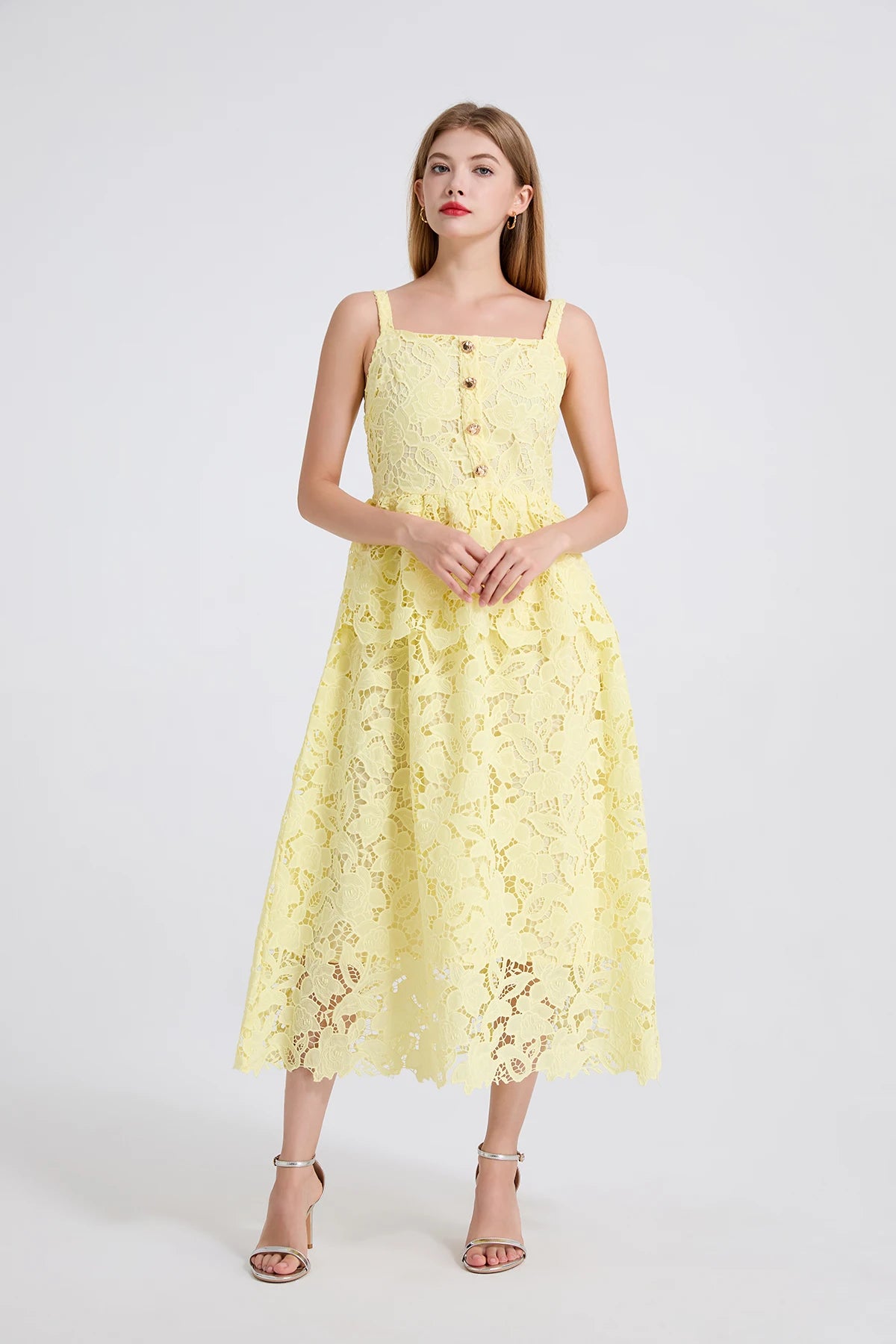 Women's Dress New Flower Embroidery Square Collar Long Dresses for Summer 2025 Backless Sleeveless Midi Dresses Party Dresses