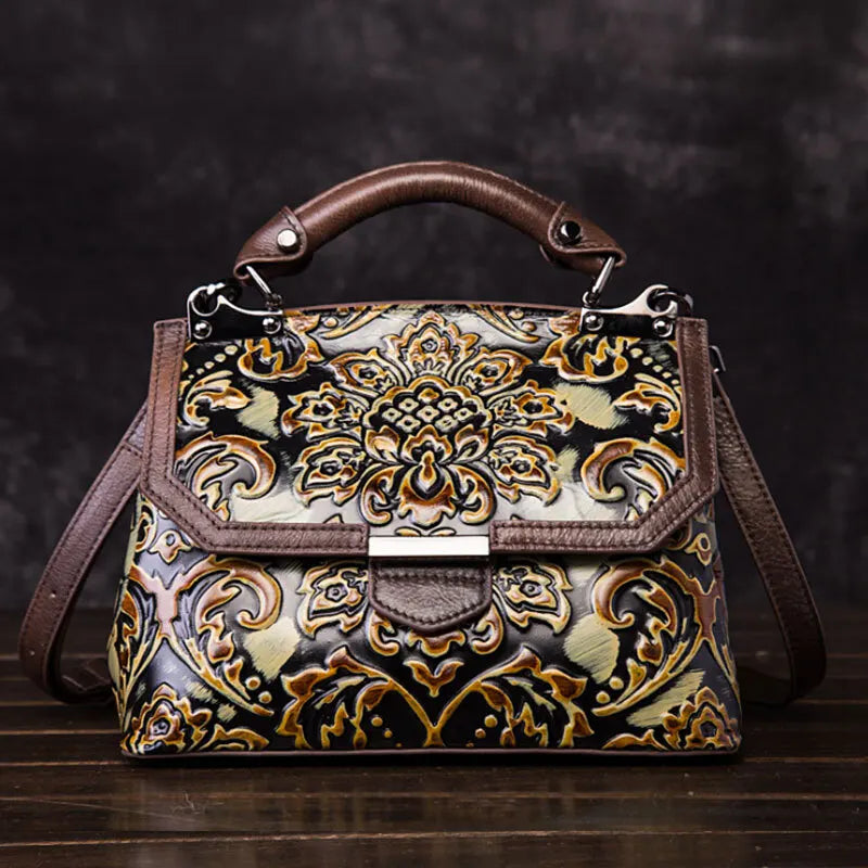 MOTAORA Womens Genuine Leather Luxury Handbag Handmade Embossed Vintage Shoulder Crossbody Bag New Arrival