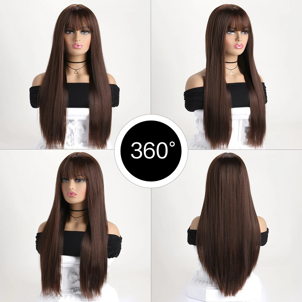 26Inch Colour Wig Long Straight Synthetic Wig for Women Fashion Wig for for Daily Halloween Costume Party Cosplay 