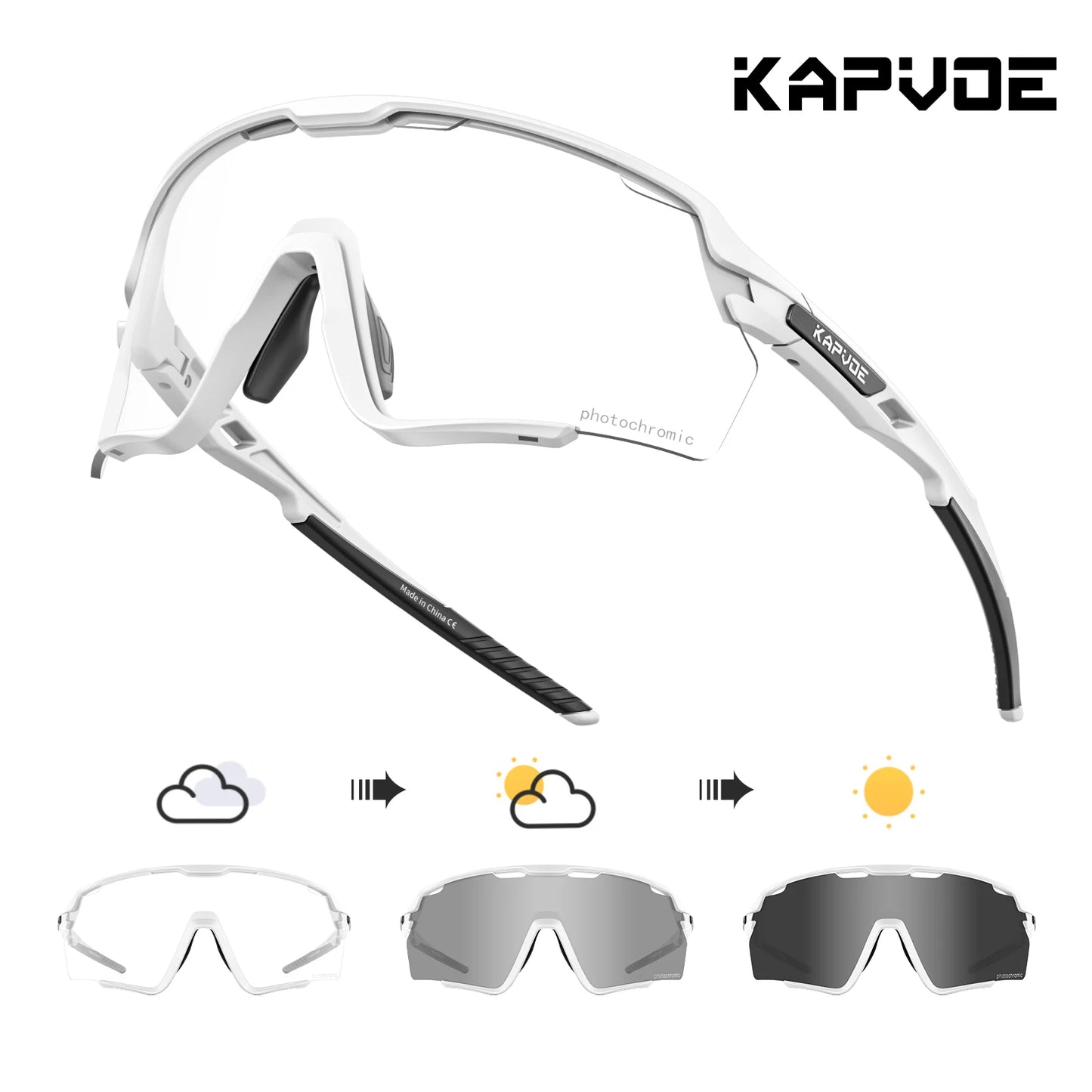 Kapvoe new Outdoor Photochromic Sunglasses Bicycle Cycling Glasses MTB Road Bike Eyewear Women Man Sports Hiking UV400 Goggles