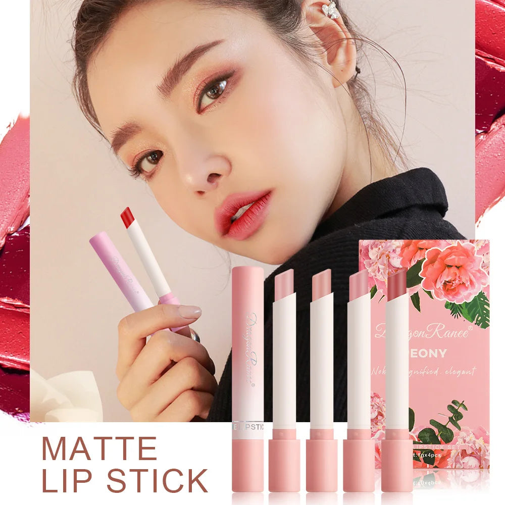 Dragon Ranee 4pcs/Set Cigarette Lipstick Matte Matte Lipstick Eat Earth Pumpkin Dirty Orange Chilli Red
