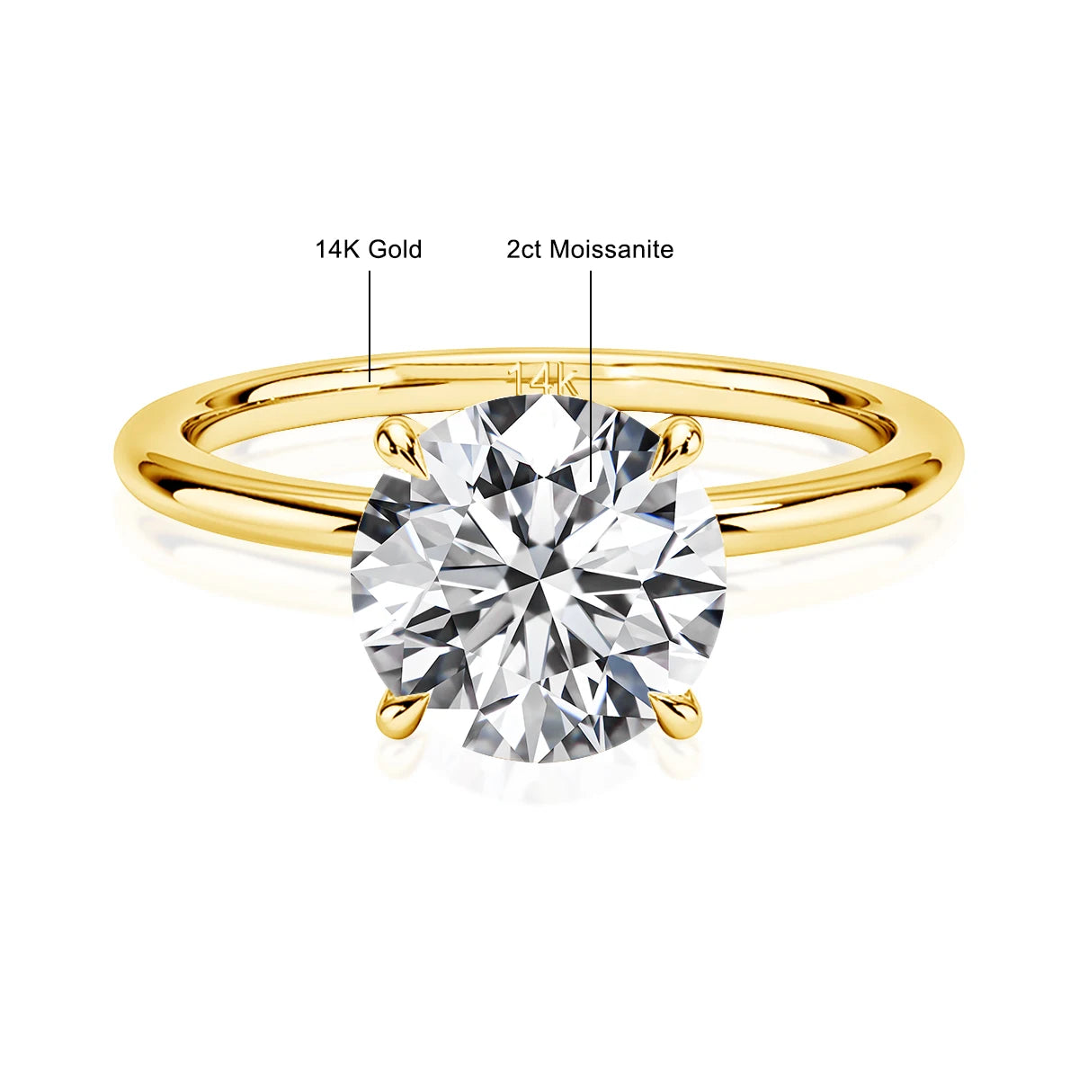 14K Gold Oval Moissanite Engagement Ring – 3ct Certified Luxury Wedding Jewelry for Women