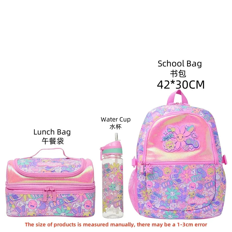 Genuine Australia Smiggle Backpack Pink Sunflower School Bag Cartoon Series Anime Backpack Student Gift Separate Purchases