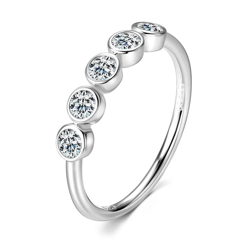 RAPRGOLD Moissanite Necklace Earrings Bracelet Ring Fine Jewelry Set for Women S925 Sterling Silver Round Pendant Chains Gifts