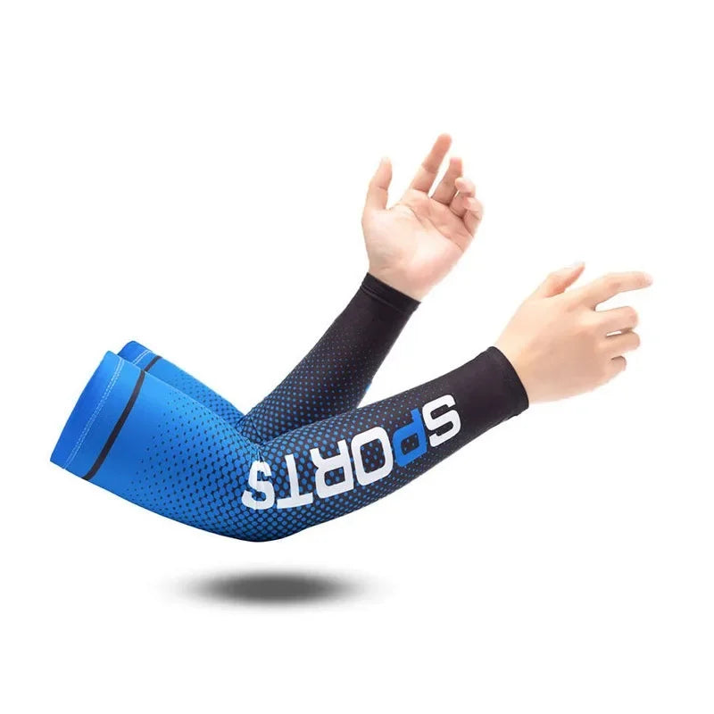 Summer Running Arm Sleeve Ice Silk Cooling Sunscreen Cuff UV Sun Protection Sleeve Anti-Slip Men Women Long Gloves Outdoor Sport