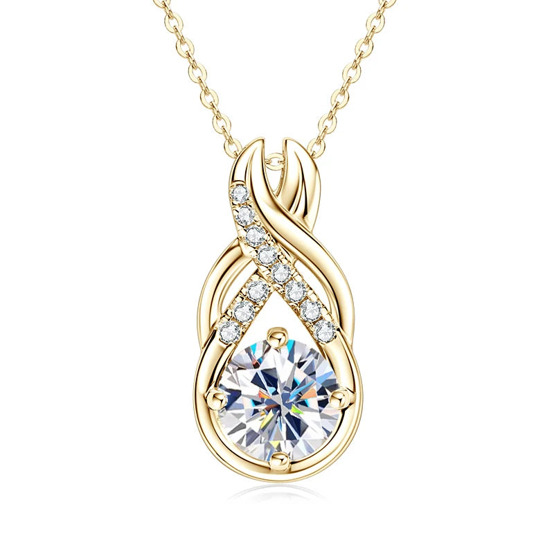 IOGOU Luxury 6.0CTW 8MM VVS1 Moissanite Jewelry Set 925 Silver Infinity Pendant Necklace Drop Hoop Earrings Sets for Women Gifts
