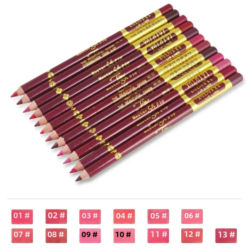 YALAIYI 13-Color Lip Liner Pencil Waterproof Colorfast Easy for Beginners Foggy Matte Long-Lasting Lip Makeup Pen