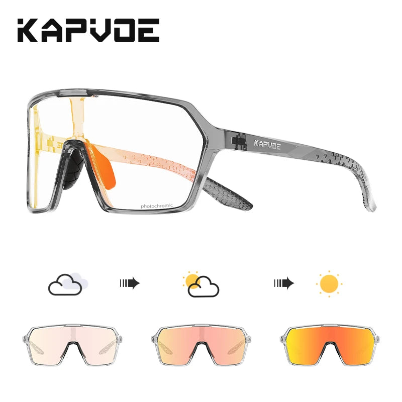 Kapvoe Photochromic Cycling Glasses Baseball Sunglasses UV400 MTB Mountain Bike Transition Bicycle for Women Sports Eyewear