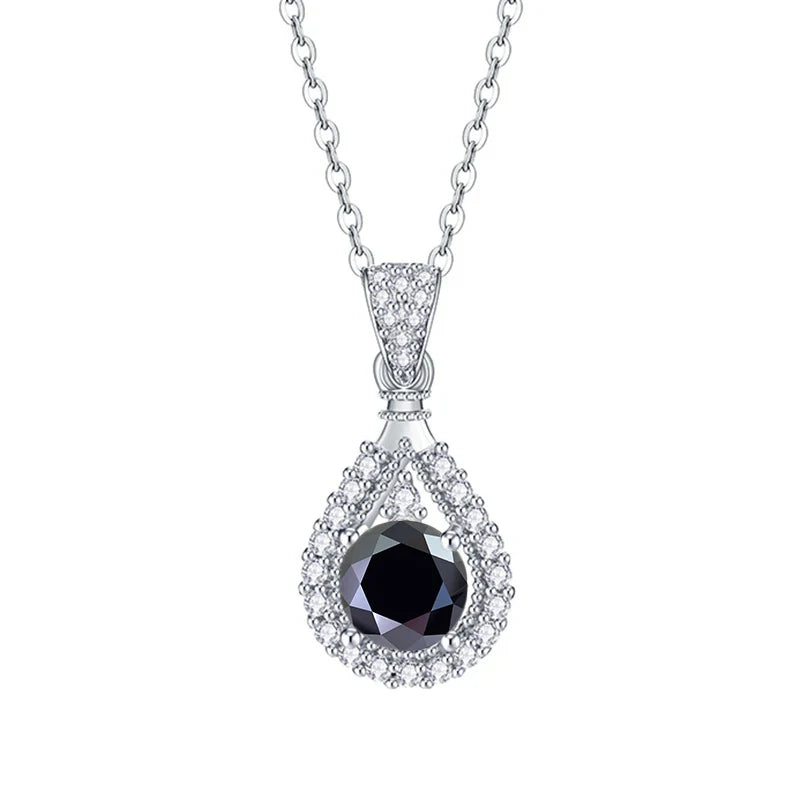 JoyceJelly 1CT Colorful Moissanite Necklace Sterling Silver 925 Jewelry Female Water Drop Shaped Pendant Top Quality Dating Gift