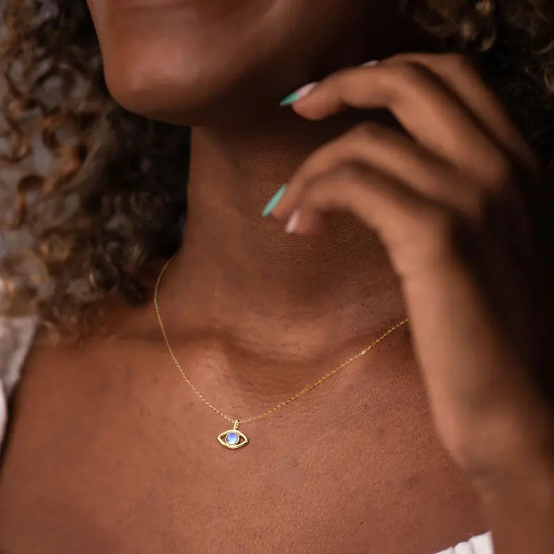 Lnngy Collier Argent 925 Sterling Silver Clavicle Necklace Round Moonstone Artificial Gemstone Pendant Necklaces For Women Gift
