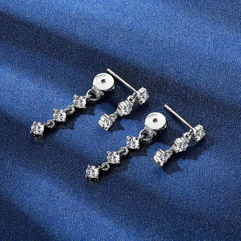 Lnngy 3mm Moissanite Drop Earrings 925 Sterling Silver Tassel Chain Earring For Women Girls Wedding Party Charms Jewelry Gift