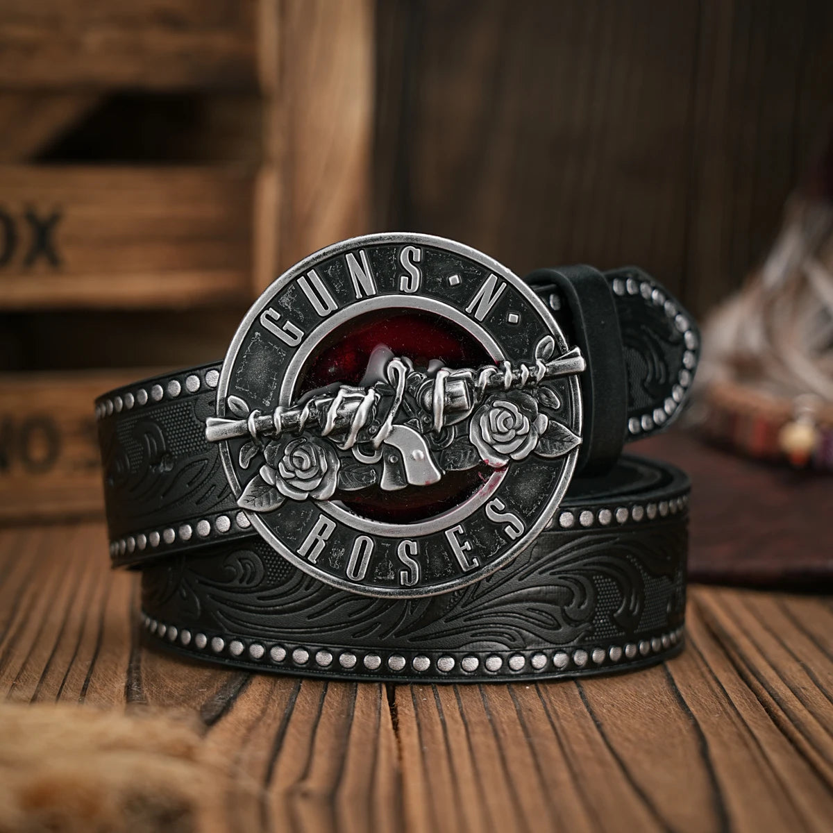 Men - Women - Western Denim - pu leather - Belt - Vintage jeans with floral carved buckle belt