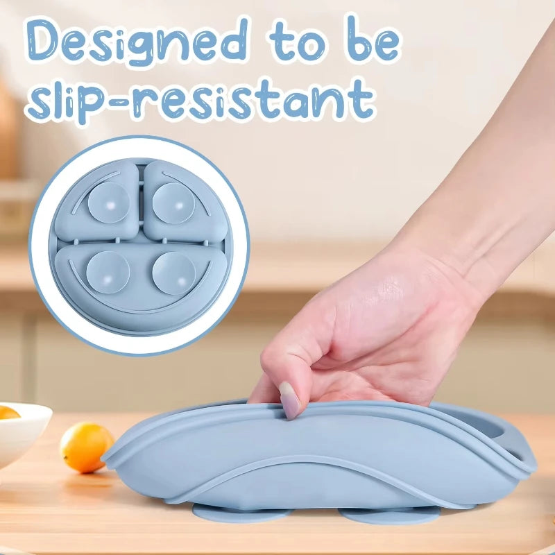 9pcs Baby Silicone Feeding Waterproof Set Children Suction Bowl Plate Spoon Fork Bibs Cup Kids Training Tablewear Bpa Free Gifts