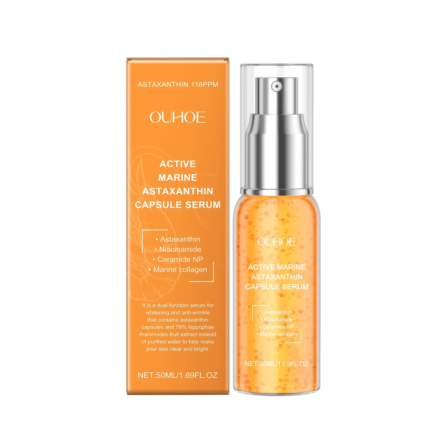 Collagen Astaxanthin Face Serum Fade Dark Spots Pigmentation Anti Aging Rejuvenation Hydrating Brightening Skin Care Essence