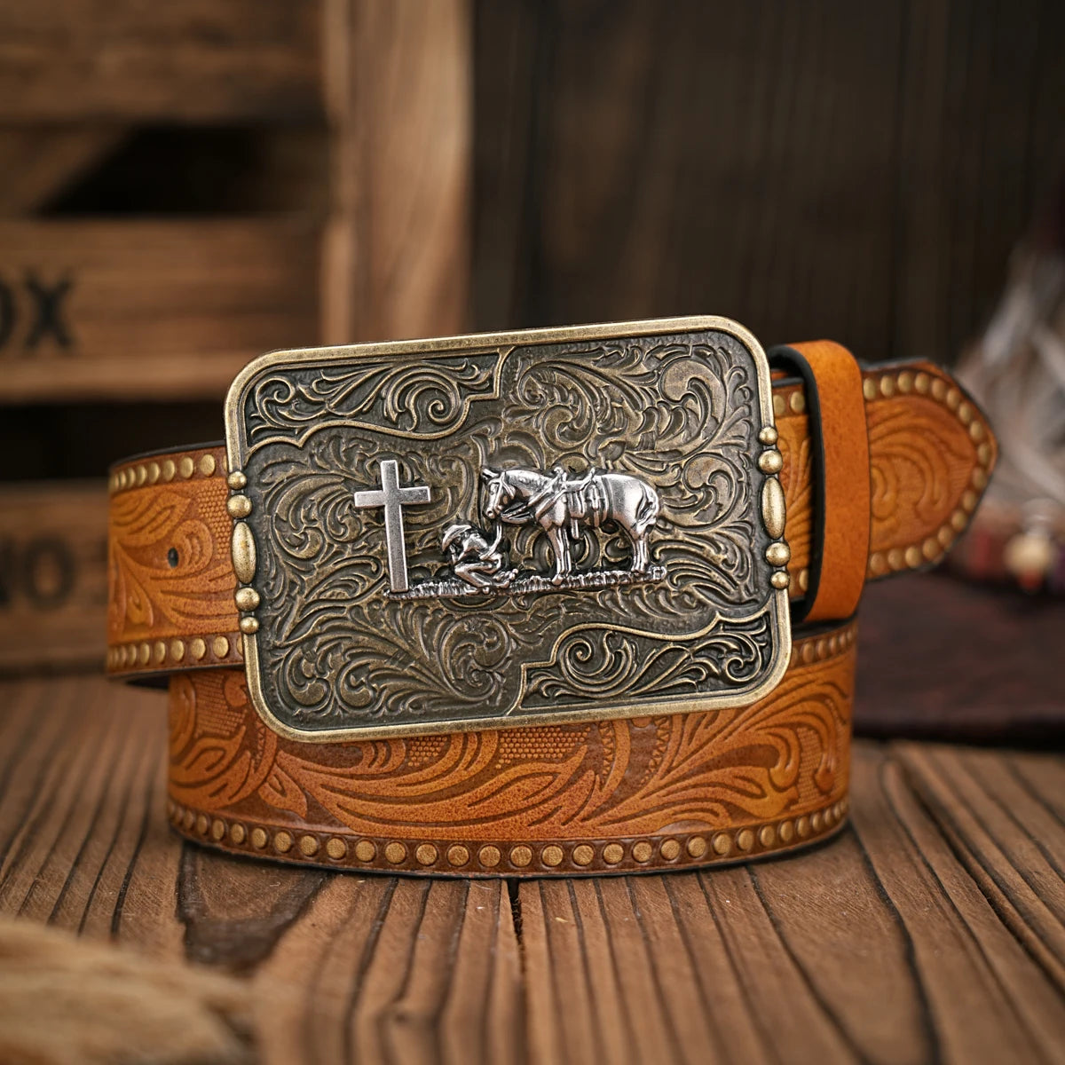 Vintage Style PU Leather Western Cowboy Belt with Classic Buckle - 3.8cm Wide, Durable and Stylish for Men and Women - Perfect f